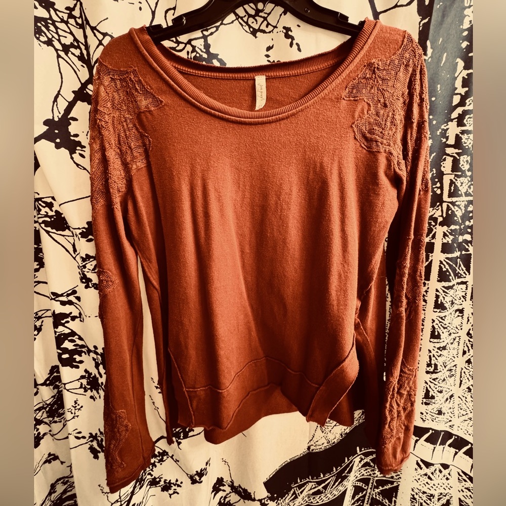 Free People Long Sleeve Cut Out Back Top